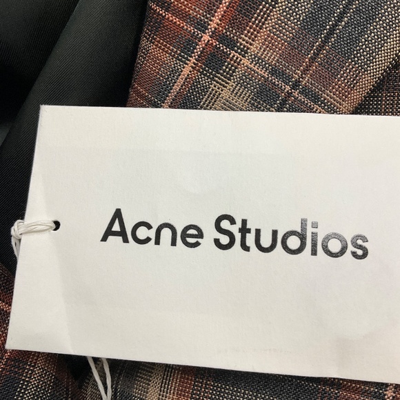 ACNE STUDIOS BROWN MULTI CHECK BONDED SUIT JACKET - Picture 6 of 7